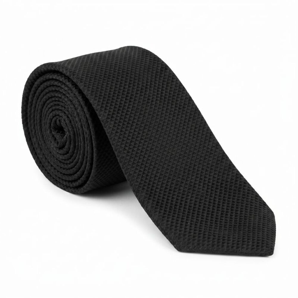 Emporio Armani 100% Silk Black Solid Tie - Made in Italy